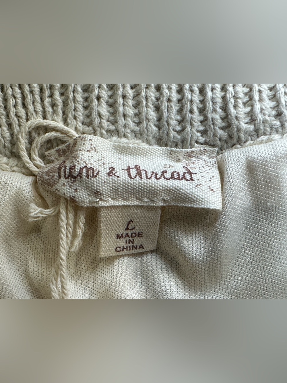 NWT SIZE L Hem & Thread Ivory Knit Midi Skirt with Textured Flounce - Picture 6 of 10